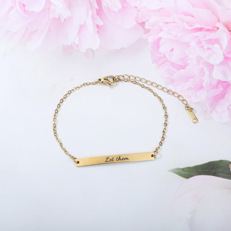 Ohmique Let Them Bracelet - Let Them Bracelet fo Women Chain, Motivational Bangle Stainless Steel Engraved Words, Inspirational Chain Jewelry Gifts for Women Friend - Image 4