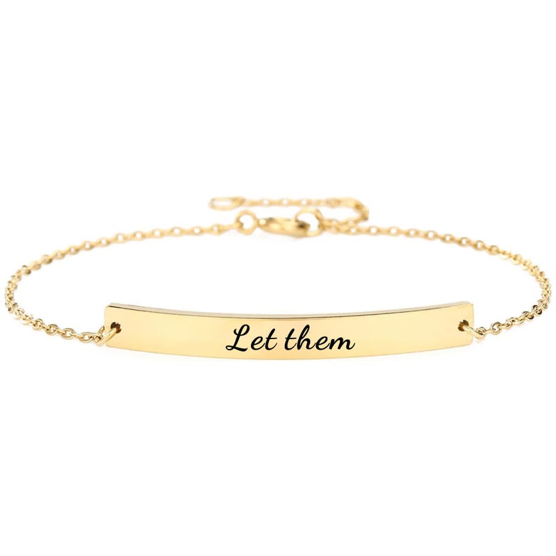 Ohmique Let Them Bracelet - Let Them Bracelet fo Women Chain, Motivational Bangle Stainless Steel Engraved Words, Inspirational Chain Jewelry Gifts for Women Friend - Image 1