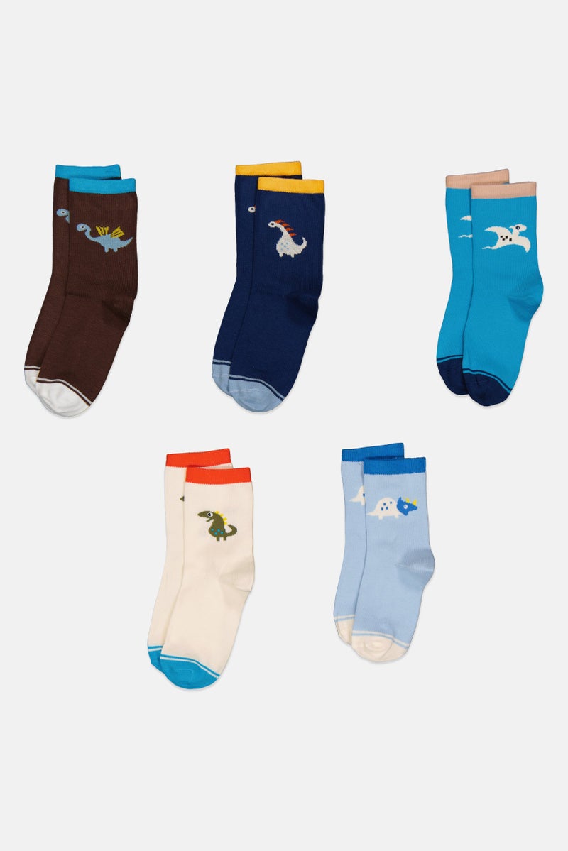 RBX Kids Boy 5 Pairs Graphic Print Crew Sock, Multicolor  - Image 3