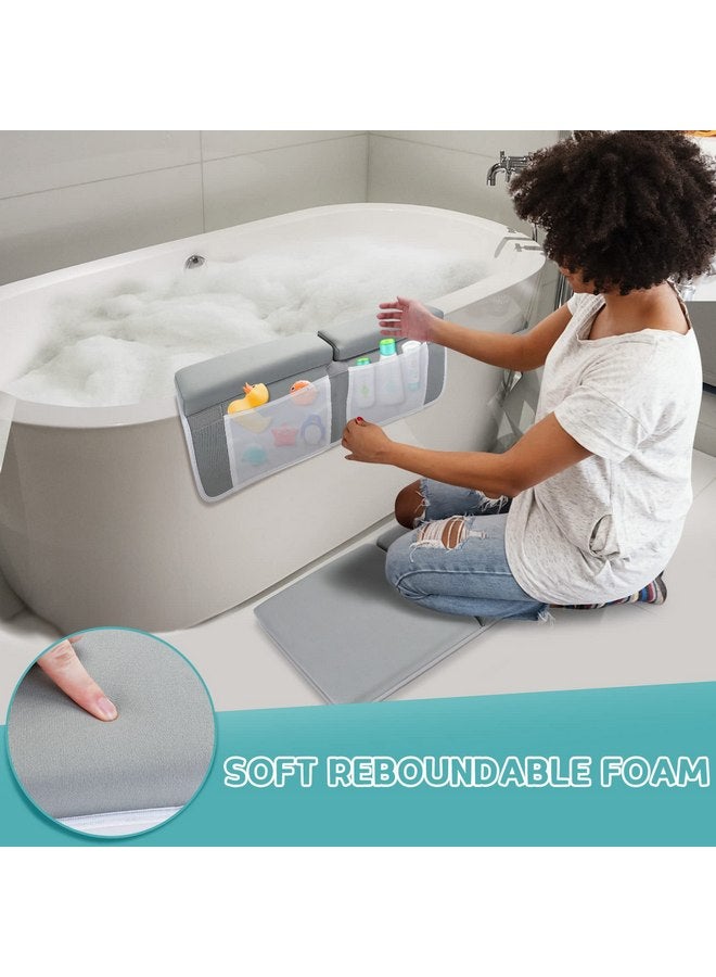 Beyoung Baby Bath Kneeler and Elbow Kneeling Rest Pad Set, Thickened Bathtub Kneeler Pad with Memory Foam and Bath Toys Organizer, Ideal Bath Kneeling Pad for Bathing Baby,Grey - Image 3