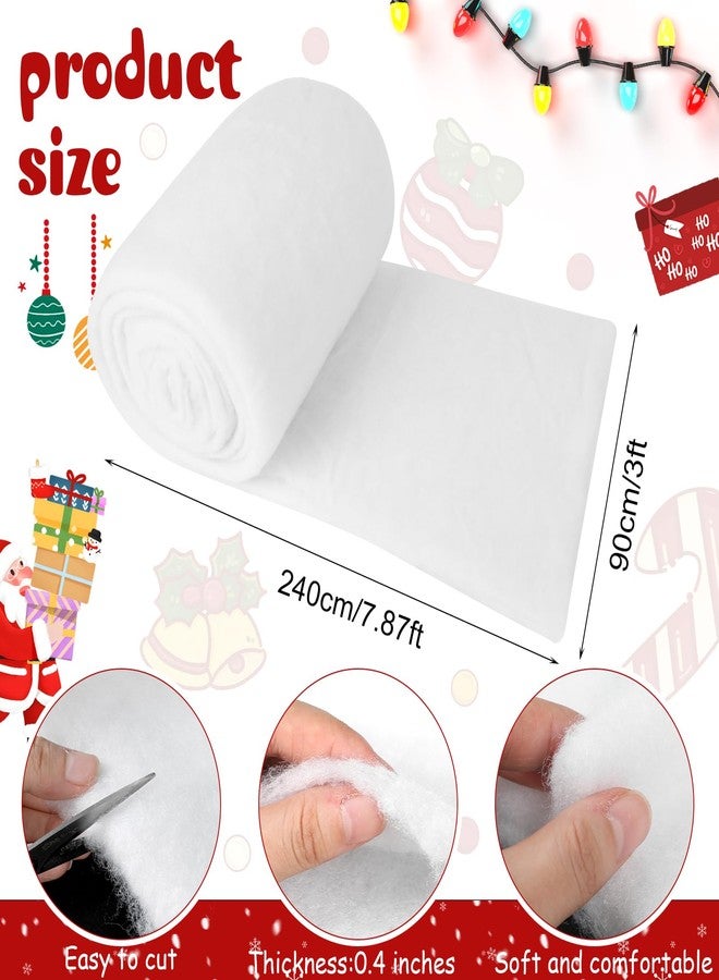دياسي بطانية ثلجية صناعية بيضاء كبيرة الحجم (3×8 قدم) لتزيين قرية العطلات، بطانيات ناعمة لتزيين أشجار عيد الميلاد والديكورات الداخلية والخارجية، زينة أرض العجائب الشتوية. - Image 2
