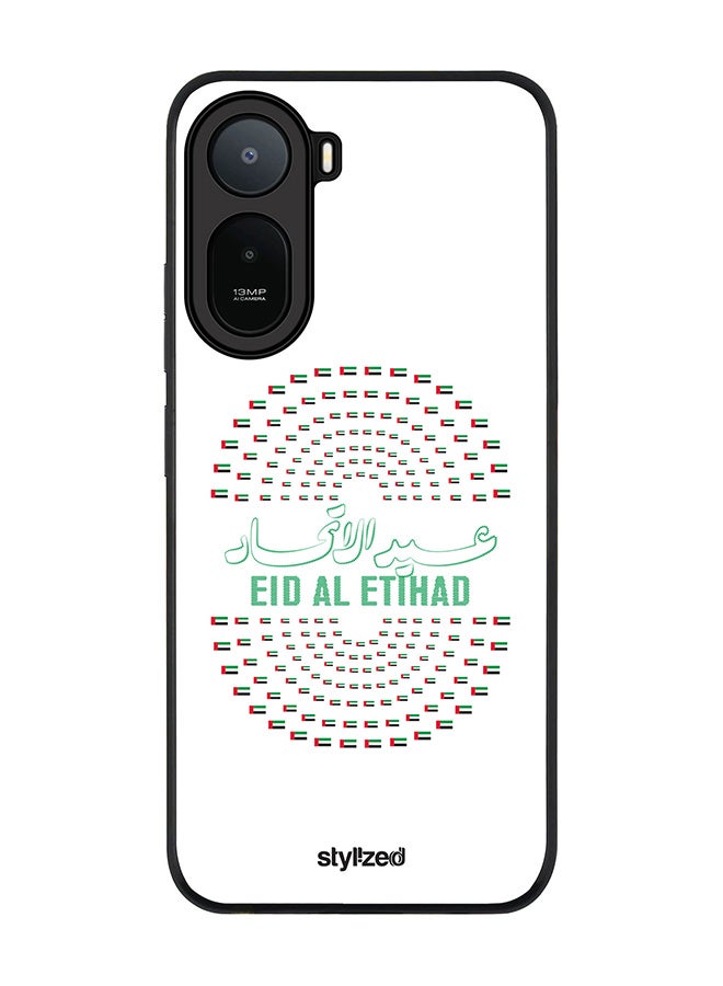 Stylizedd Rugged Case for Xiaomi Redmi A7 Pro 4G / Poco C81 / Poco C81 Pro / Poco C85x 5G- Slim Fit Hybrid Rubber Cover Eid Al Etihad National Day Poster Design White