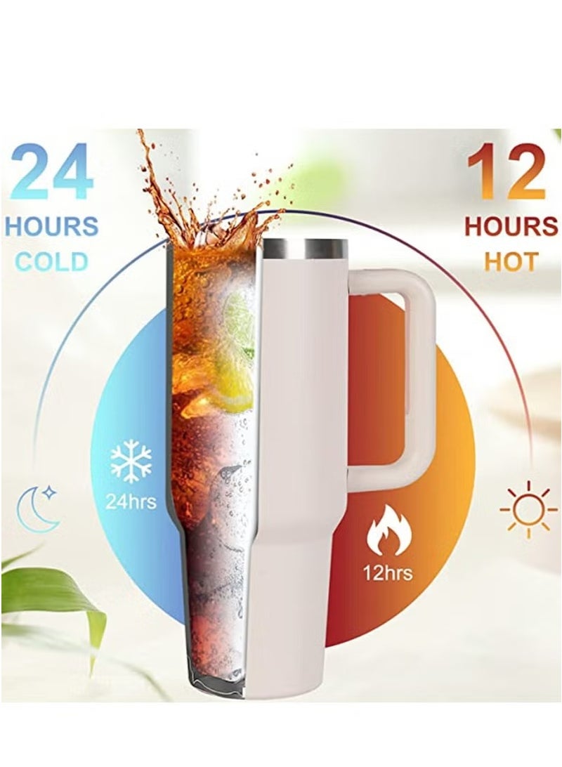 JOGAMS Tumbler 1200ml with Handle and Straw Lid Insulated 40 oz Reusable Stainless Steel Vacuum Insulated Water Bottles Travel Mug Iced Coffee Cup for Hot and Cold Beverages - Image 5