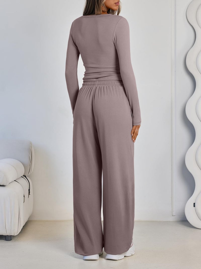 LILLUSORY Lounge Sets for Women Two 2 Piece matching Loungewear Sets Women Winter Clothing 2026 Fall Fashion Travel Airport Outfits Sweatsuits Casual Cute Clothes Rose Taupe M - Image 4