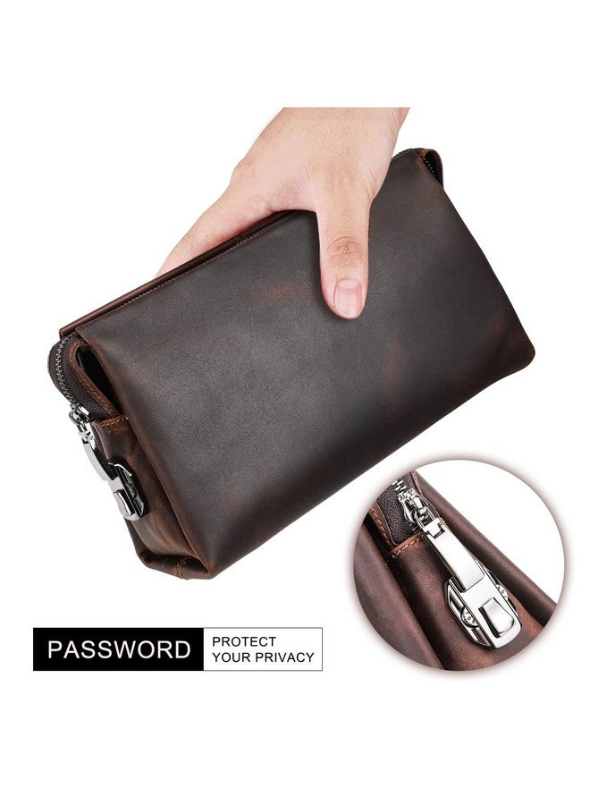 CONTACTS Leather Men Clutch Purse Bag, Mens Business Code Lock Wallet Anti Theft Clutch Purse Phone Holder Handbag Travel Bag - Image 3