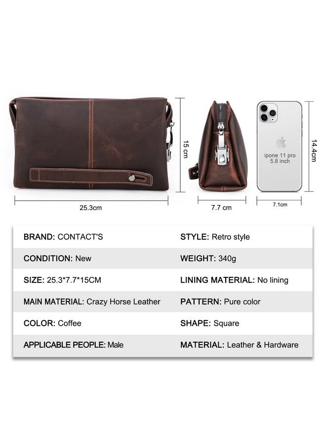 CONTACTS Leather Men Clutch Purse Bag, Mens Business Code Lock Wallet Anti Theft Clutch Purse Phone Holder Handbag Travel Bag - Image 1