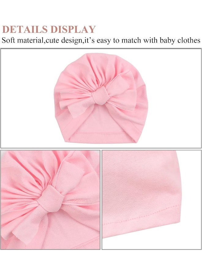 Pesaat Baby Girl Turban Newborn Beanies Hat 5 Pieces Cotton Infant Girls Headwraps Toddler Kids Hats 0-3 Years  - Image 3
