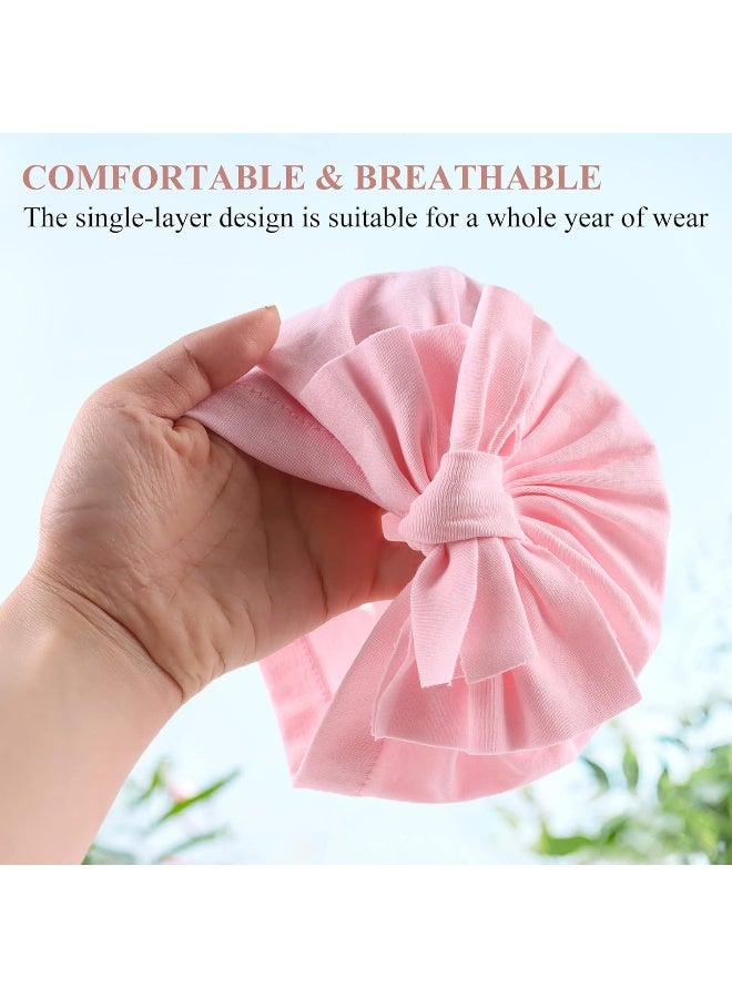 Pesaat Baby Girl Turban Newborn Beanies Hat 5 Pieces Cotton Infant Girls Headwraps Toddler Kids Hats 0-3 Years  - Image 4