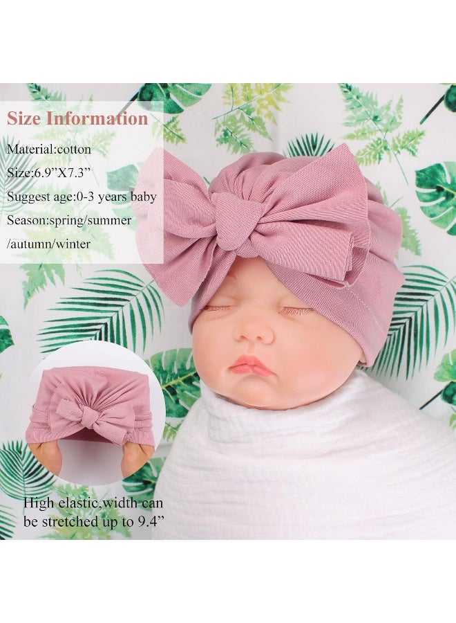 Pesaat Baby Girl Turban Newborn Beanies Hat 5 Pieces Cotton Infant Girls Headwraps Toddler Kids Hats 0-3 Years  - Image 5