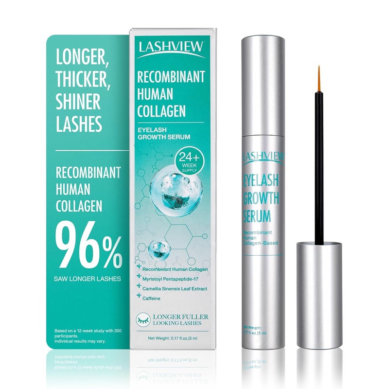LASHVIEW Eyelash Growth Serum 017floz 5ml Premium Lash Enhancer for Longer Thicker Fuller Lashes Strengthens Conditions Lashes Safe Effective Formula for Visible Results in 2 Weeks - Image 1