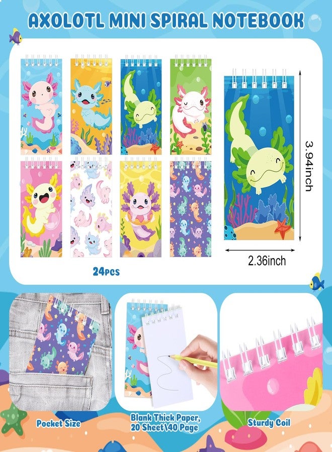 Giegxin 48 Pcs Axolotl Party Favors Small Spiral Notebooks and Pencils Axolotl Gift Set Cute Mini Notepad with Pencil Birthday Party Favors Goodie Bags Stuffers Prizes Reward - Image 4