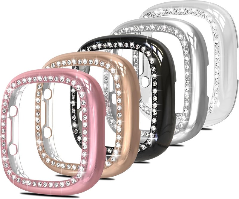 Simpeak 5Pack Bling Case Compatible with Fitbit Versa 4Sense 2 Smartwatch Crystals Diamond Frame Protector Back Cover Replacement for Fitbit Sense 2Versa 4 No Screen - Image 1