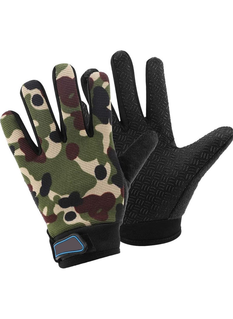 SYOSI قفازات ركوب الدراجات للأطفال، قفازات صيد للأطفال، قفازات رياضية للأولاد والبنات من سن 4 إلى 10 سنوات، قفازات كاملة الأصابع قابلة للتنفس وغير قابلة للانزلاق لركوب الدراجات والتسلق والرياضات الخارجية - Image 1