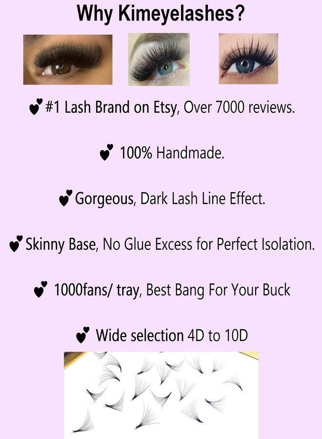 Premade Wispy Fans EyeLash Extensions Spikes 5D 7D 1000 Promade Fan Mixed Lengths 9mm-16mm Curl D - C Professional Volume Lash (5D | C | 0.07 | 11mm) - Image 2