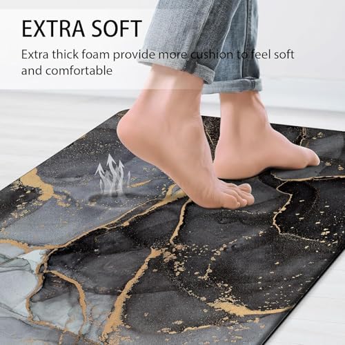 Clefairy Kitchen Mats and Rugs 2 Pieces Marble Anti Fatigue Cushioned Kicthen Floor Mat Gold Kitchen Accessories Non-Slip Standing Mats for Home Office Laundry - Image 5