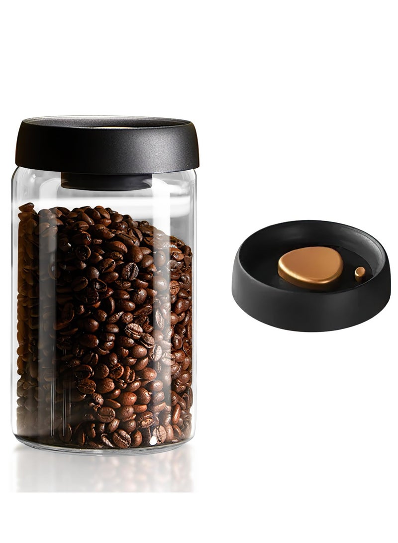 XiuWoo Vacuum Glass Coffee Storage Jar, Borosilicate Glass Coffee Canister, Sealed Container Canister, with ABS Lid, for Coffee, Spices, Biscuits  - Image 1