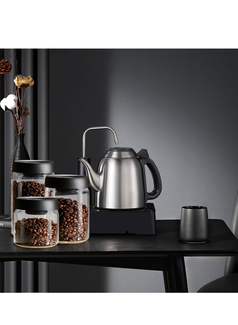 XiuWoo Vacuum Glass Coffee Storage Jar, Borosilicate Glass Coffee Canister, Sealed Container Canister, with ABS Lid, for Coffee, Spices, Biscuits  - Image 2
