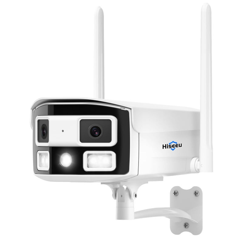 Hiseeu كاميرا مراقبة Hiseeu WiFi Pro 4MP بعدستين مزدوجتين، زاوية واسعة للغاية 180 درجة، 5GHz/2.4GHz، رؤية ليلية بالألوان الأسود والضوء، صوت ثنائي الاتجاه، مقاومة للعوامل الخارجية بمعيار IP66، دعم تسجيل على مدار الساعة طوال أيام الأسبوع - Image 1