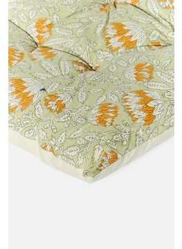 Muy Mucho Floral Print Floor Cushion With Handle 120 L x 42 H x 5,5 W cm, Green Combo  - Image 3