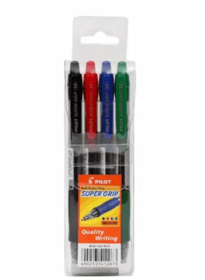 Pilot Super Grip Dry Gel Pen, Set of 4