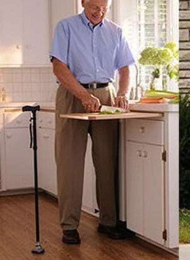 Smart folding cane for seniors with built-in LED light and 4-point pivot base, foldable and lightweight – ideal for all terrain and nighttime use. - Image 2