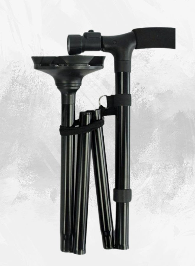 Smart folding cane for seniors with built-in LED light and 4-point pivot base, foldable and lightweight – ideal for all terrain and nighttime use. - Image 4