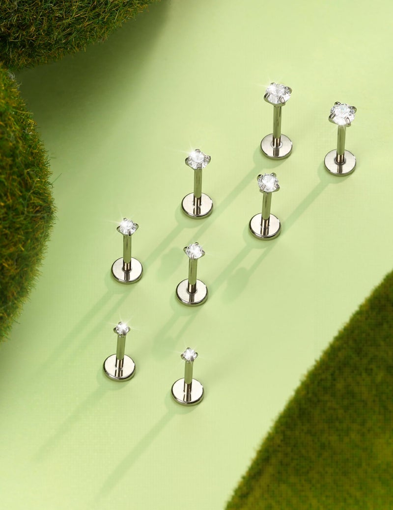 MILACOLATO G23 Implant Grade Titanium Earrings for Women 20G/18G/16G Threadless Flat Back Stud Earrings 14K Gold Plated Tragus Piercing Jewelry Hypoallergenic Push in Helix Cartilage Medusa Piercing Jewelry S18 - Image 3