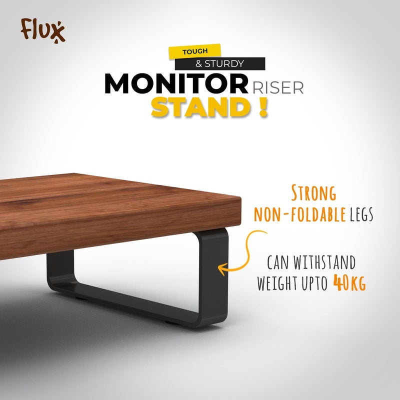 Flux MultiFunctional Monitor Stand 31 Speaker Stand Combo Ergonomic Desk Organizer for Improved Posture Desktop Organizer Laptop Stand Space Saving for Living Room Office Brown - Image 2