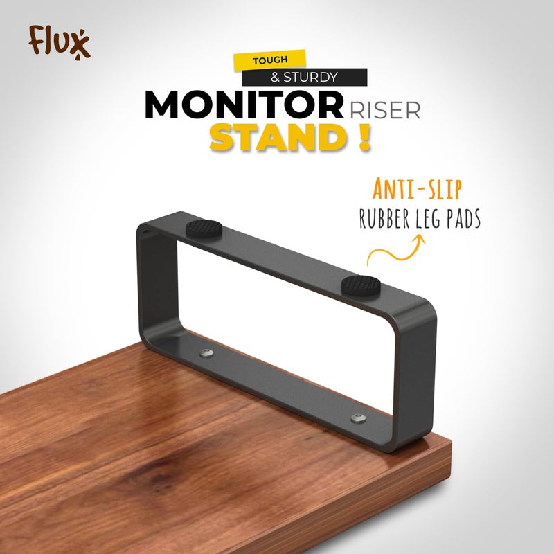 Flux MultiFunctional Monitor Stand 31 Speaker Stand Combo Ergonomic Desk Organizer for Improved Posture Desktop Organizer Laptop Stand Space Saving for Living Room Office Brown - Image 3