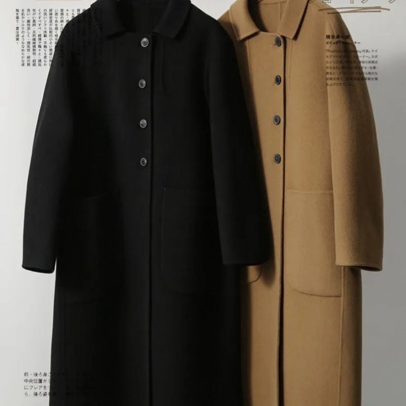 Cross-border plus size Womens Wool Coat Womens Mid-length 2024 Autumn and Winter New Loose High-end Double-sided Fluffy Trend Black - Image 1