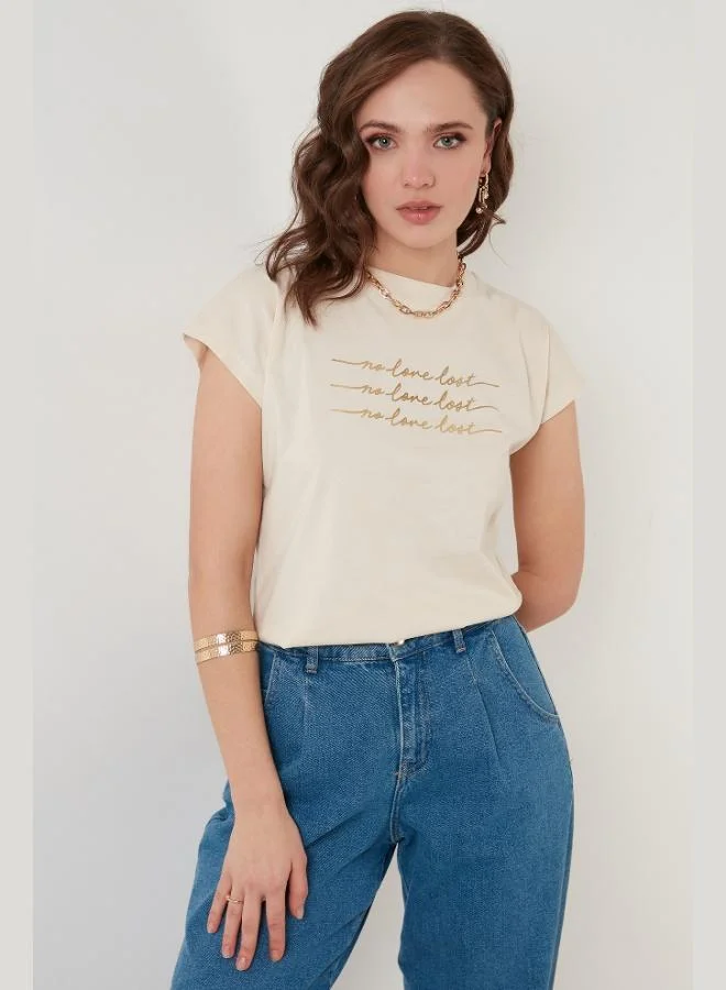 Lela Lela Printed Crew Neck 100% Cotton T-Shirt Women's T-Shirt 5864217