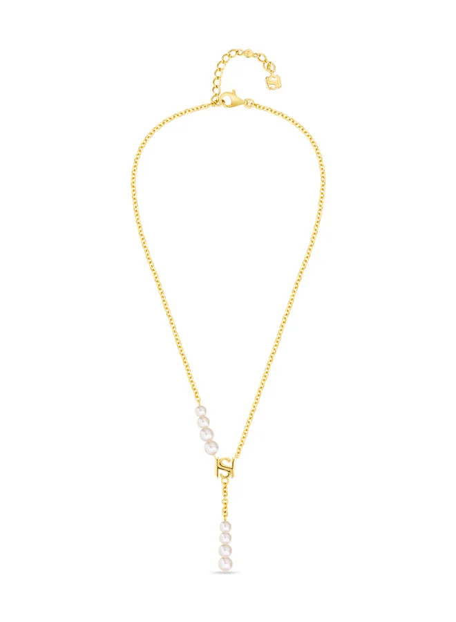 سانت هونور Perle Logo 925 Silver,Gold Plated, Y Style FreWater Pearls Necklace - 400+50mm