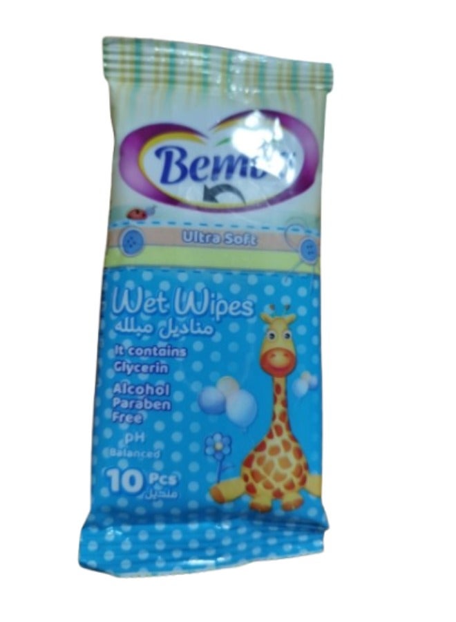 Bembo Wipes Wet Baby Blue 10 Wipes  - Image 2