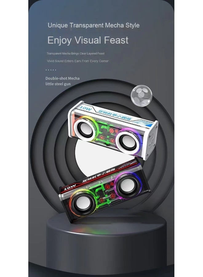 Loquat V8 Mecha Bluetooth Speaker With Ambient Light Outdoor Car High-power Heavy Subwoofer Home Desktop Mini Speaker - Image 3