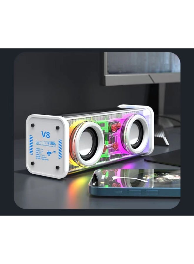 Loquat V8 Mecha Bluetooth Speaker With Ambient Light Outdoor Car High-power Heavy Subwoofer Home Desktop Mini Speaker - Image 4