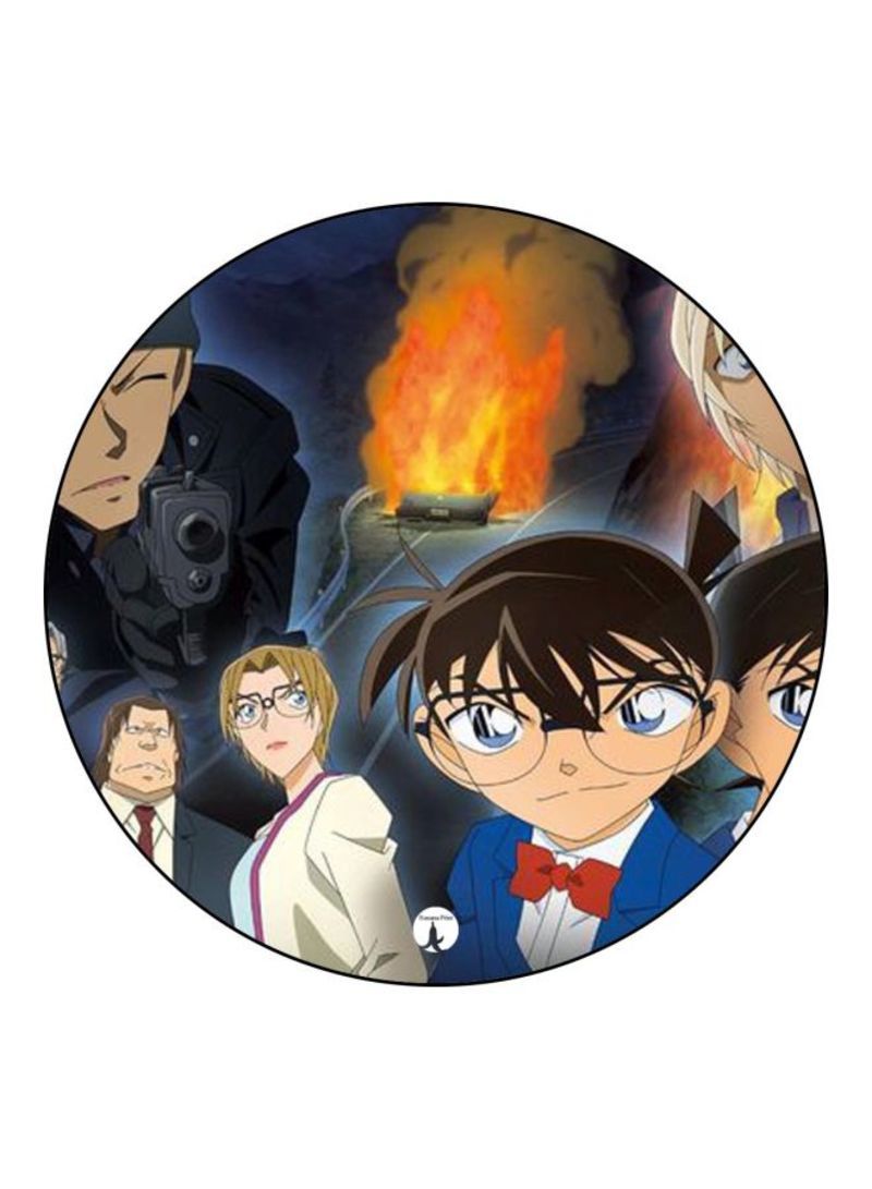 Anime Detective Conan Theme Printed Mouse Pad  Red/Blue/Orange