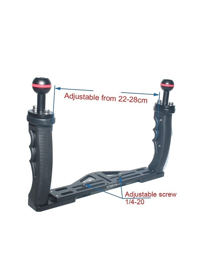 nitescuba NS10 Underwater Camera Tray extendable Handle Grips Bracket for gopro,pt059,rx100 uw Camera housing Universal Soft Handle with Aluminum and Rubber Material