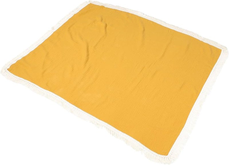 Newborn Muslin Receiving Blanket 100x120cm Yellow Lightweight Sleeping Quilt Nursery Travel - Image 1