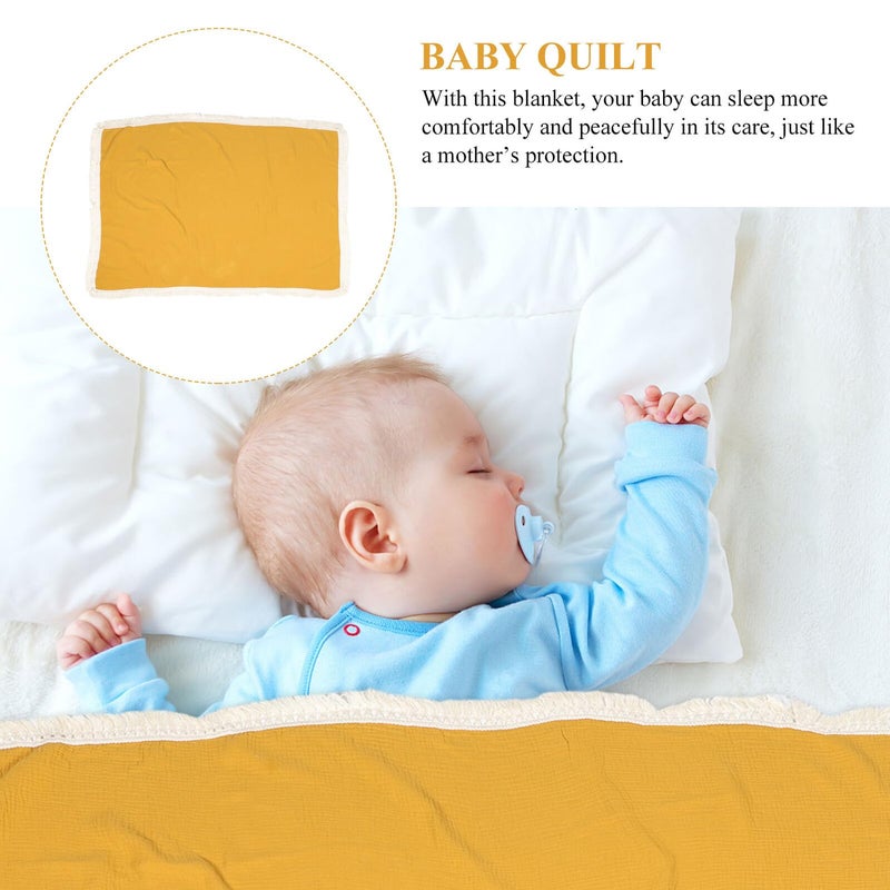 Newborn Muslin Receiving Blanket 100x120cm Yellow Lightweight Sleeping Quilt Nursery Travel - Image 4