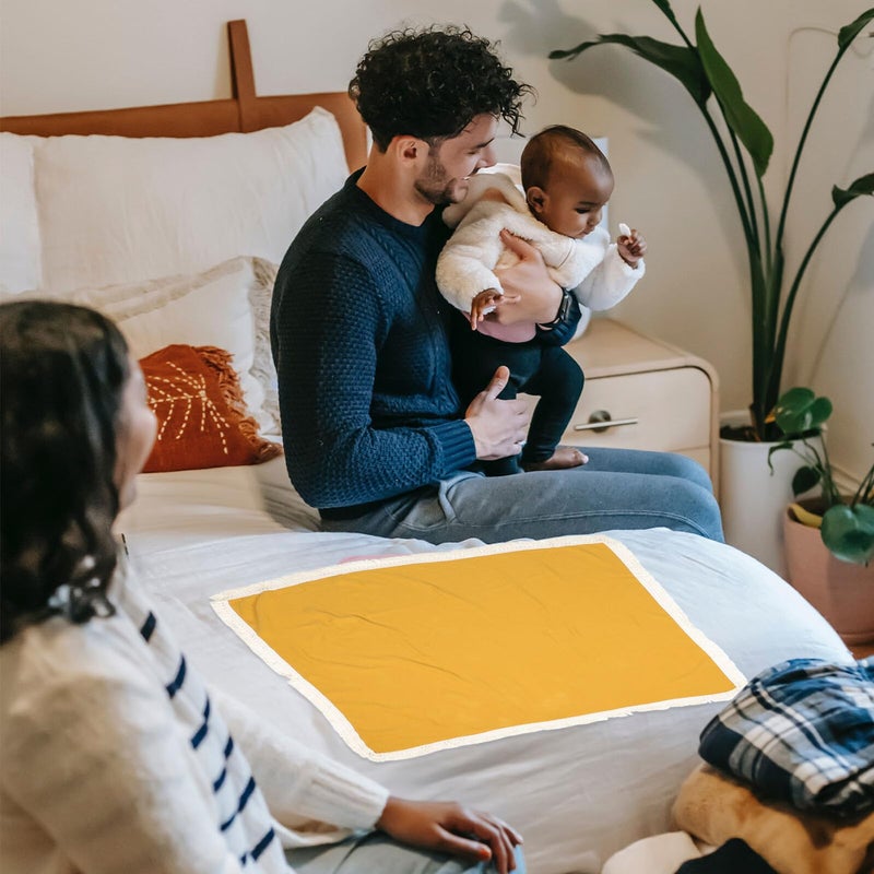 Newborn Muslin Receiving Blanket 100x120cm Yellow Lightweight Sleeping Quilt Nursery Travel - Image 5