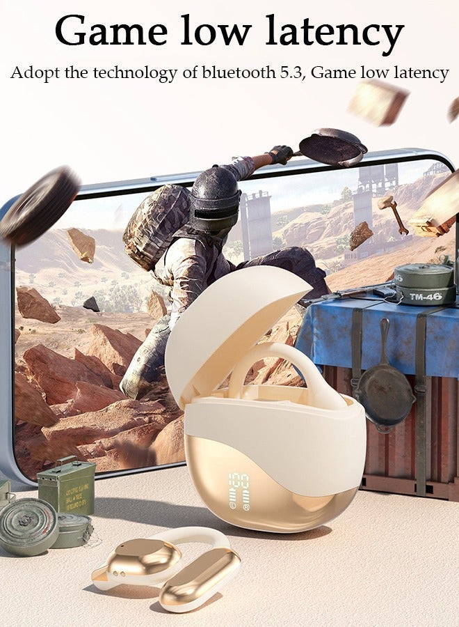 DUNISO Wireless Earbuds Bluetooth Ear Clip Waterproof Stereo Noise Reduction Earphones Open Ear Sport Earphones with Earhooks Charging Case LED Power Display Touch Control for Running Sport Gym - Image 3