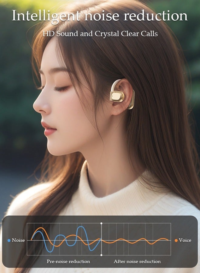 DUNISO Wireless Earbuds Bluetooth Ear Clip Waterproof Stereo Noise Reduction Earphones Open Ear Sport Earphones with Earhooks Charging Case LED Power Display Touch Control for Running Sport Gym - Image 2