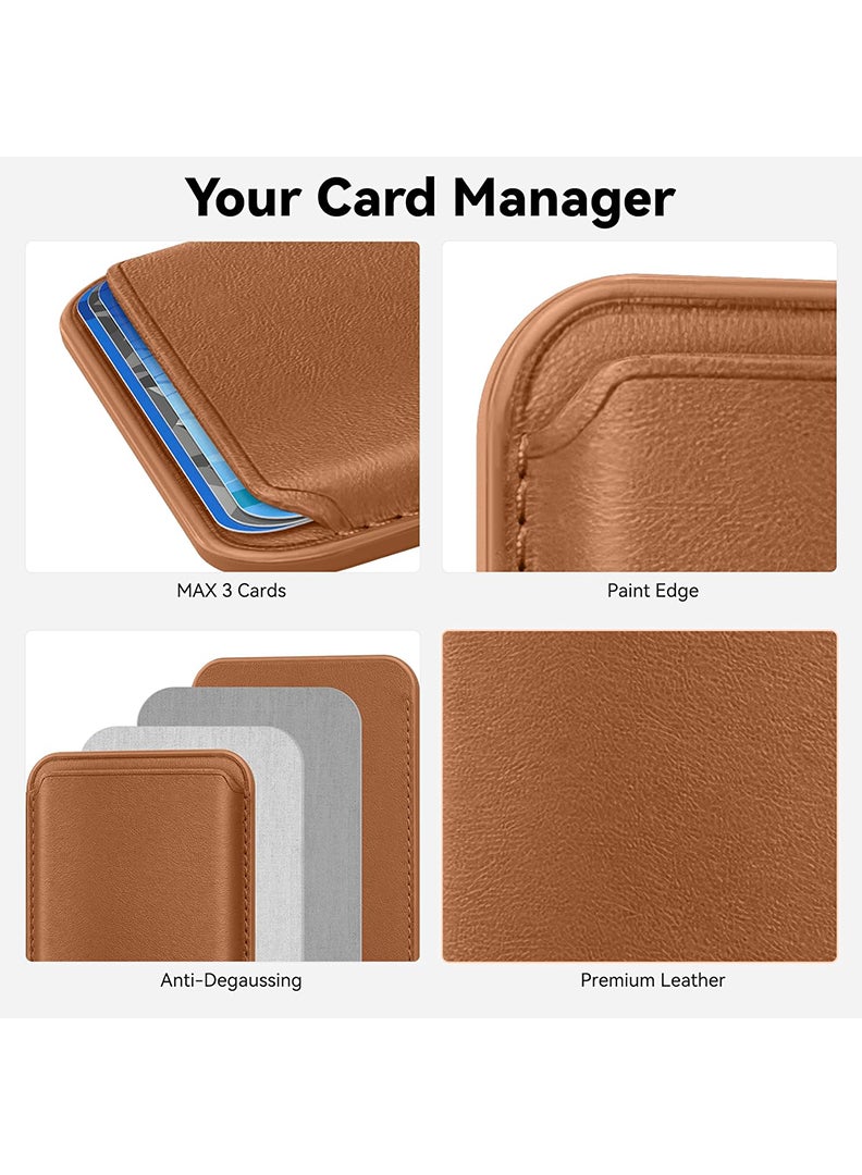 Theodor Magnetic Wallet, Compatible with MagSafe Wallet, for iPhone Wallet, for iPhone 16/15/14/13/12 Series, Not for iPhone 13/12 mini, 3 Card Holder, Vegan Leather, Brown - Sunset Beach - Image 3