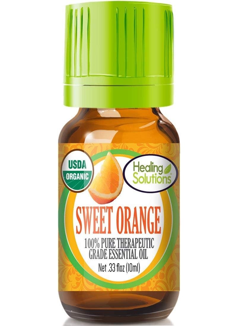 Healing Solutions Healing Solutions Sweet Orange Essential Oil (0.33 oz/10ml), Organic, Undiluted & Pure - Orange Essential Oil for Diffuser, Skin, & Aromatherapy, Therapeutic 
