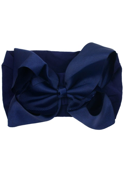 Elastic Baby Headband 6-Inch Comfortable Solid Color Bow 23# navy blue