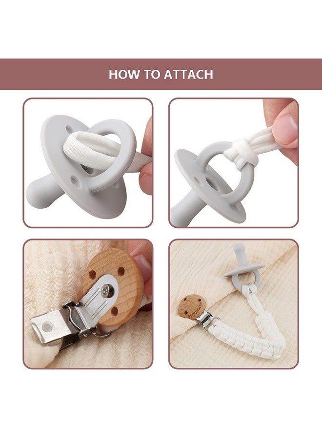 Kapihouse Pacifier Clip for Girl 9.2 Inch Pacifier Leashes woodern Clips Teething Toy with Handmade Braided Cotton Modern Unisex Baby Shower Birthdays Christmas Set (3 Pack Grils) - Image 2