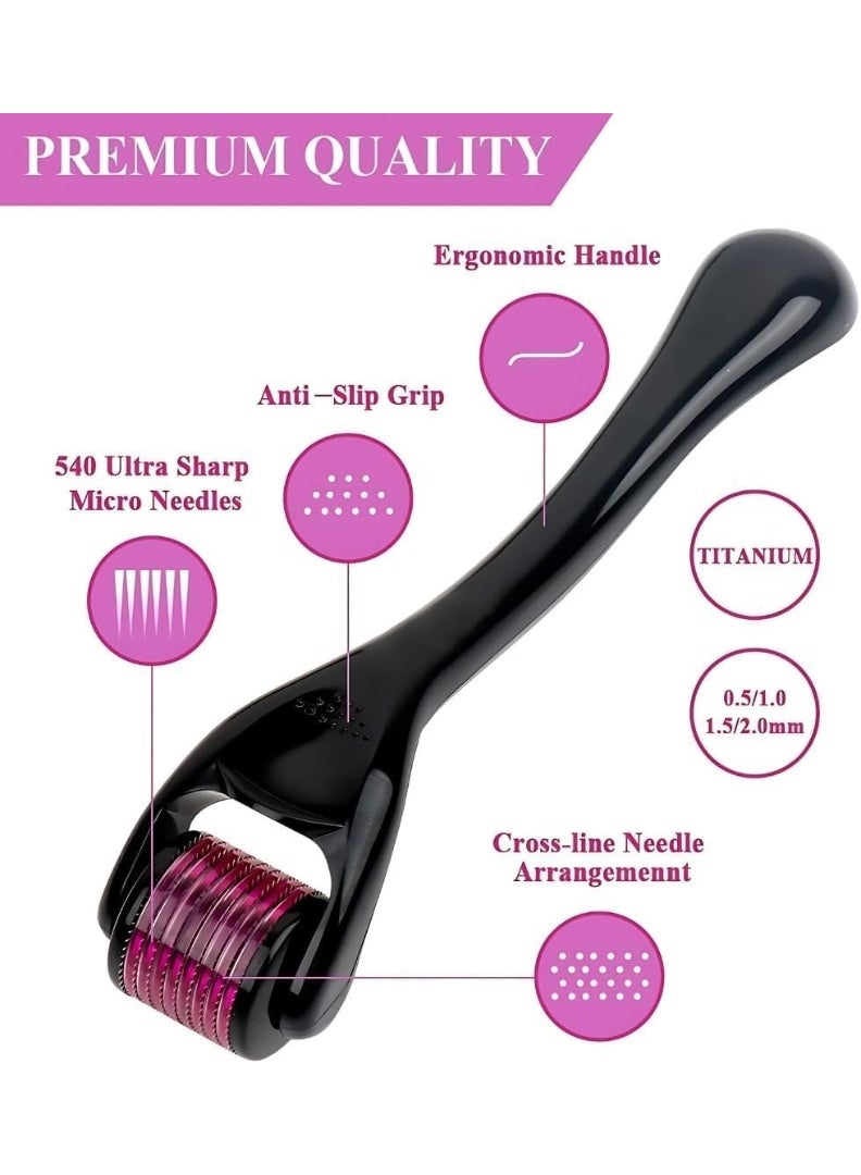 ديرما رولر 2 مم مع 540 إبرة تيتانيوم دقيقة لنمو الشعر، ومقاومة الشيخوخة، وعلاج الندوب - Image 2