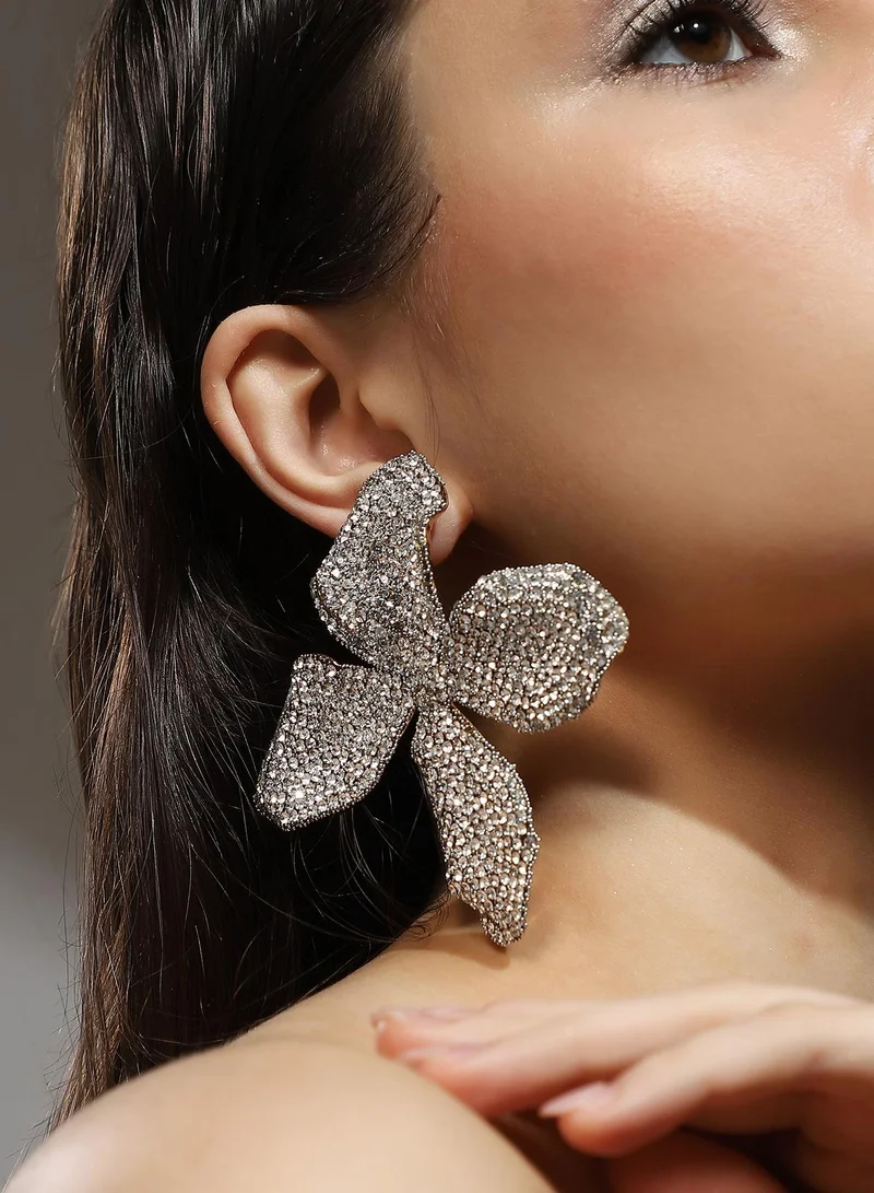 SOHI SOHI Women's The Bling-Petalia Statement Earrings For Party Wear | Crystal  Colour | Alloy Material | Push Back Closure | Artificial Stone Earrings | Statement Earrings For Women & Girls