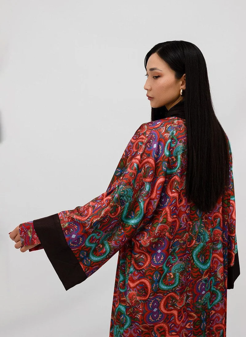 Janara Jones  Chocolate Cuffs Fantasy Satin Abaya Kaftan for Women | Best Price UAE