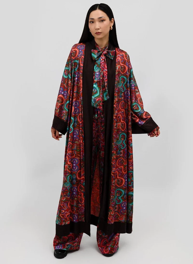 Chocolate Cuffs Fantasy Satin Abaya Kaftan